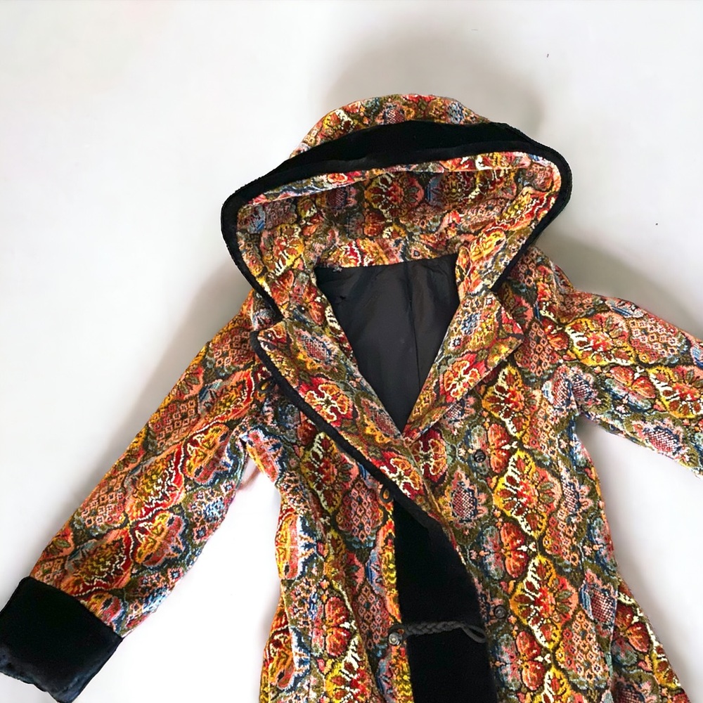 discount available! Hippie Vintage Tapestry Penny Lane Coat 1960s 1970s small - Picture 4 of 7